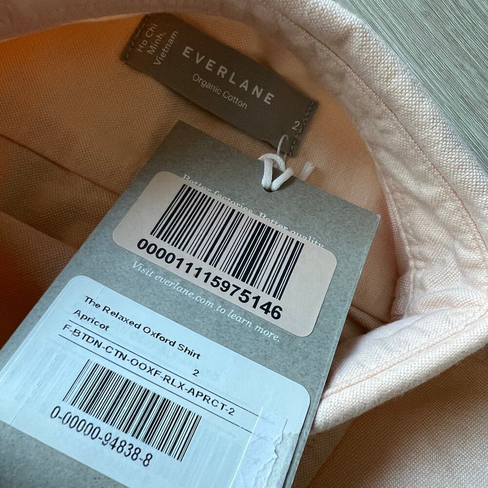 Everlane Organic Cotton Oxford Shirt Womens Size 2 Apricot - Picture 3 of 15